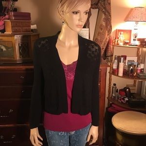 Calvin Klein black knit open cardigan
